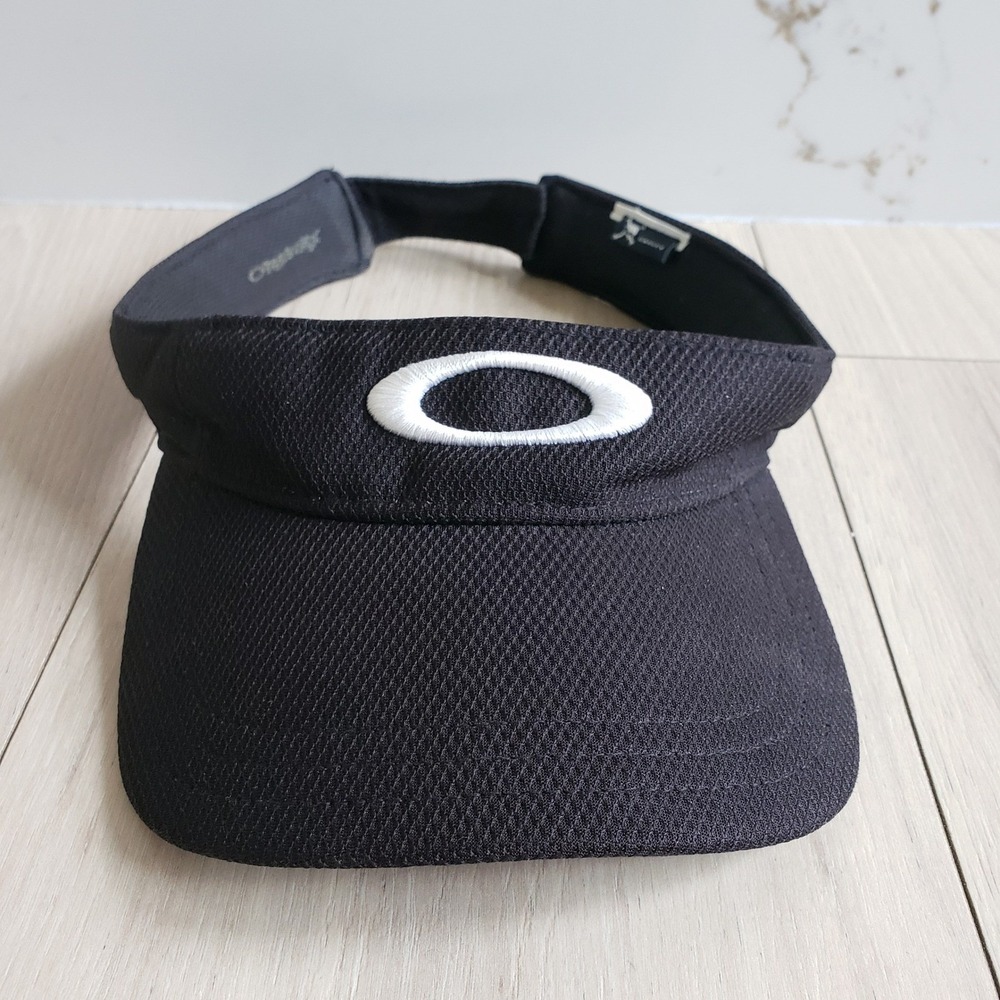 Oakley Visor Hat Black Mesh Adjustable Golf Tennis Sportswear Sun Protection 90s